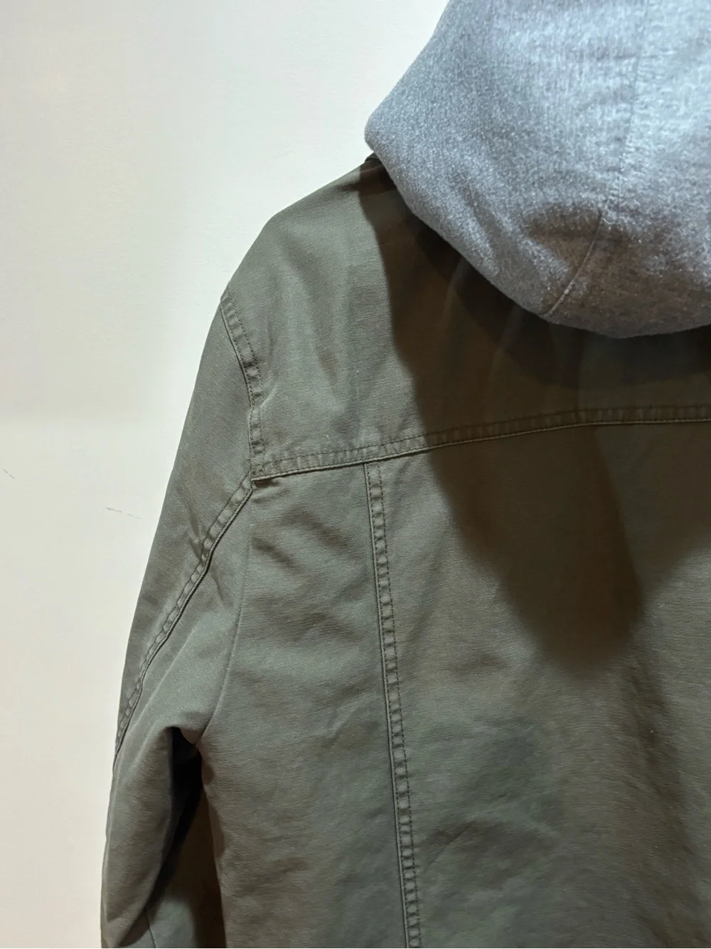 GUESS Olive Green Hooded Military-Style Jacket with Sherpa Trim